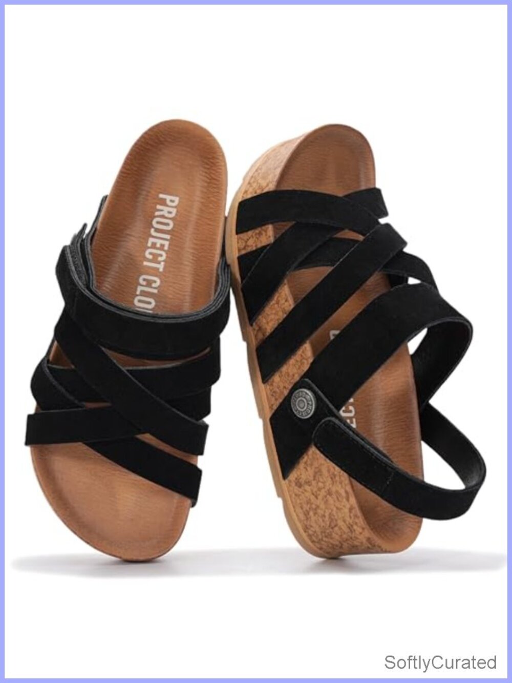Genuine Leather Platform Sandals Strappy Wedge Adjustable Non-Slip Women